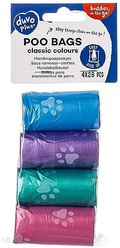 Duvo 7511339 Bolsas Higiénicas Pastel Huellas Blíster, 4 x 20 Unidades