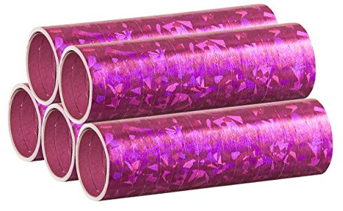PartyMarty Pinke Metallic Luftschlangen im 5er Sparpack - 5 Rollen mit je 18 holografisch-glitzernden Luftschlangen - für Karneval, Fasching, Geburtstag, Silvester, Dekoration Rosa GmbH® EU Ware