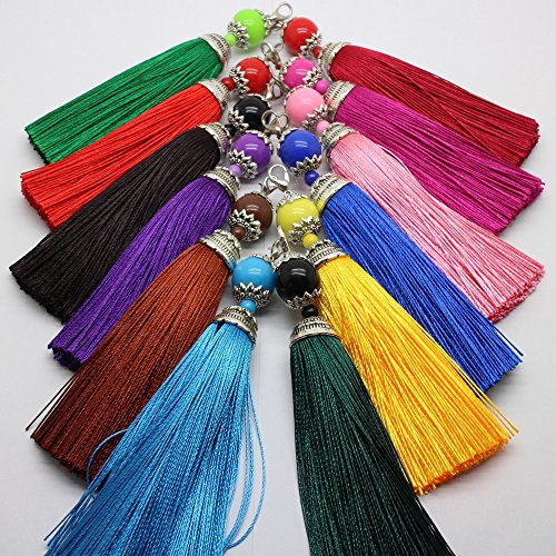 Fashion 12pcs Ice Silk Silky Tassel with Lobster for Cell Phone Straps/DIY Charms Handbag Pendant