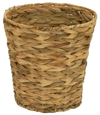 Household Essentials Wicker Waste Basket, Woven Leaf Basket with Wire Frame, Trash Bin or Storage Basket for Bedroom, Bathroom, Office and More