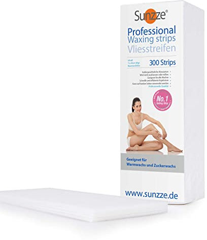 Sunzze Vliesstreifen 300 Stck. | Strapazierfähig - einfache Haarentfernung | für Warmwachs & Zuckerpaste | seidig glatte Haut