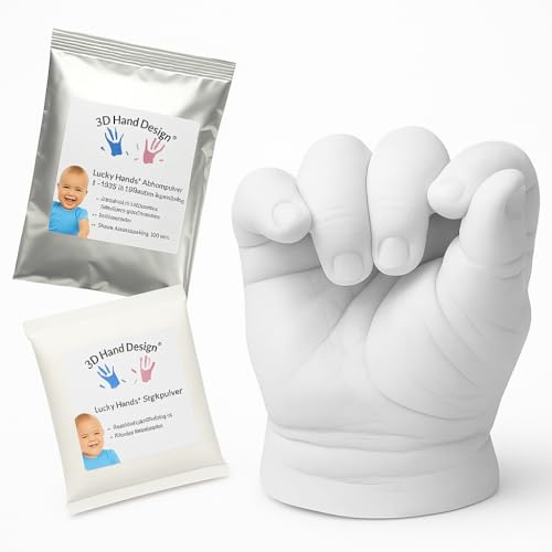 Lucky Hands® empreinte de yeso de manos y pies | Recién nacidos y bebés | Hecho en la UE | Polvo para crear esculturas de manos y pies (Kit DIY Infantil)
