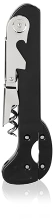 True Recoil Waiters Corkscrew Wine Opener, Durable Stainless Steel with Built-in Bottle Opener and 4-Wheel Foil Cutter for Bartenders, Home Bar, Kitchen, Outdoor Party, Gifts for Wine Lovers, Set of 1
