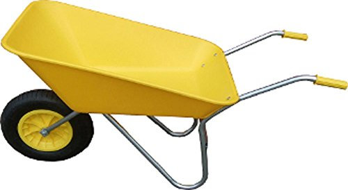 yellow picador plastic wheelbarrow with pneumatic wheel