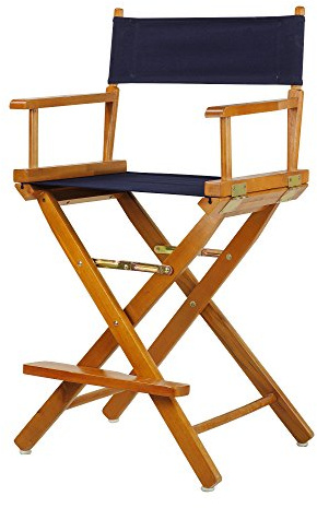 Casual Home 24 Director's Chair Honey Oak Frame-with Navy Canvas, Counter Height