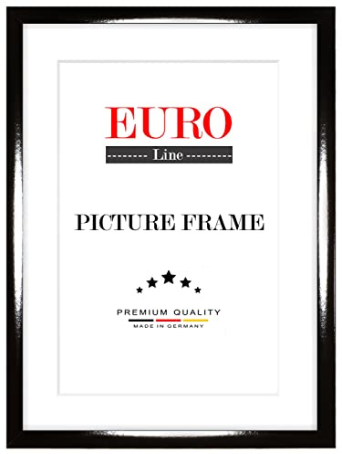 EUROLine Cornice in legno 71 x 46 cm Nero lucido con vetro acrilico antiriflesso per | Immagini | manifesti | cornici per puzzle | disponibile in 22 colori