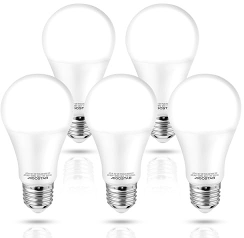 Aigostar - Bombilla LED E27 12W, Luz Blanca Fría 6500K,1170 lúmenes, Ángulo 280°, no regulable - 5 unidades