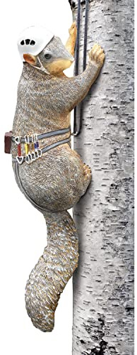 What ON Earth Climbing Squirrel Figurine - Garden Decor for Outside, Yard Art Squirrel Gifts, Funny Tree Climber Statue Outdoor Decor