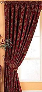Heavy Weight Opulent Chenille Jacquard Pencil Pleat SINGLE Door Curtain, Period Style - Burgundy 66x90 (168x229cm) Please Note this is a SINGLE door curtain and not a pair