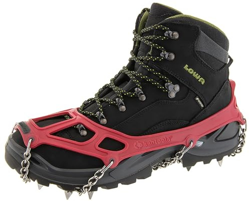 Kahtoola MICROspikes Footwear Traction for Winter Trail Hiking & Ice Mountaineering - Red - Medium