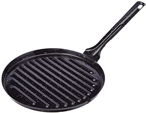 Imex El Zorro – Asadora Redonda Hierro Esmaltado | 24 cm | Hierro Reforzado con Recubrimiento Antiadherente Esmaltado | Ideal para Asar Carne, Pescado y Verduras al Fuego