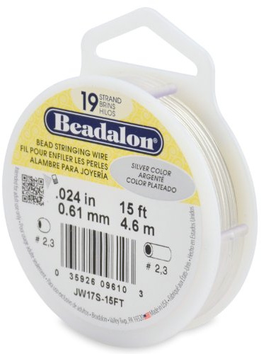 Beadalon 19-Strand 0.024 (0.61 mm) 15 ft (4.6 m) Silver Color Bead Stringing Wire