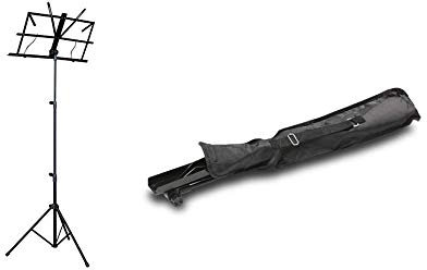 ZOUNDHOUSE ZH-5 Notenständer schwarz mit Tasche, sehr einfache Bedienung (beim Aufklappen nicht verbiegbar)