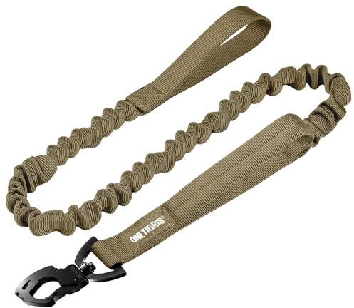 OneTigris Tactical Dog Training Bungee Leash with Control Handle Quick Release Nylon Leads Rope (Tan)