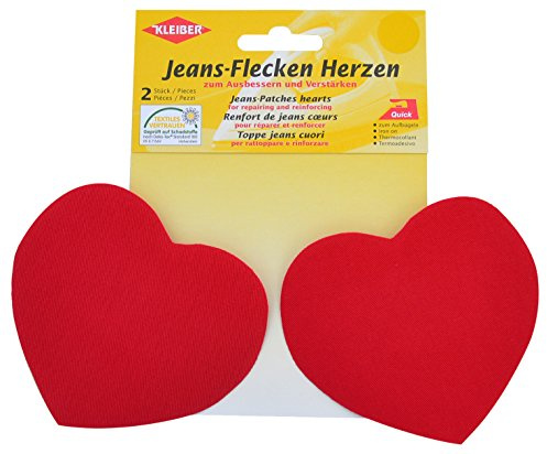Kleiber + Co.GmbH Jeans-Flecken Herzen, ca. 8,5 cm x 10,5 cm, Rot