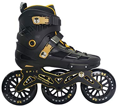 Epic Skates Engage09 125mm Engage 3-Wheel Inline Speed Skates, Black/Gold, Adult 9