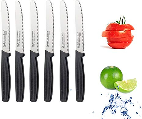 Tomato Knife. Bar Knife.Table Knife.Fruit Knife 6 pc serrated knife set by Dolomiten Inox