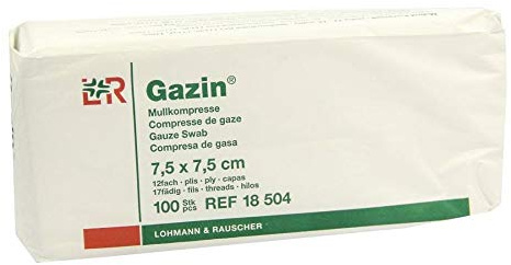 Gazin Mullkomp.7,5x7,5 cm Unsteril 12fach Op