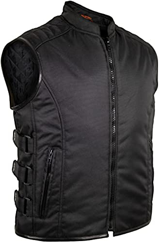 MDM Gilet Biker Nero – Tessuto, Antivento, Idrorepellente, Regolabile (IT, Testo, 4XL, Regular, Regular, Nero)