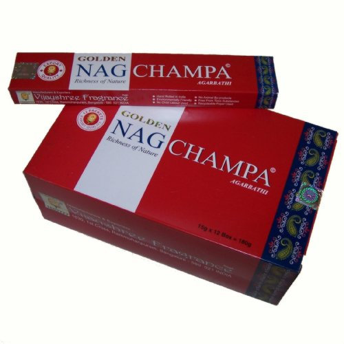 Räucherstäbchen Golden Nag Champa Grosspackung 12 Schachteln Wohnaccessoire Raumduft Deko
