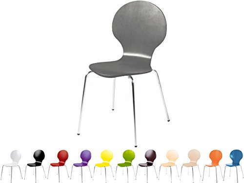 Stapelstuhl Bistrostuhl Stuhl Esszimmerstuhl Küchenstuhl Design Metall Holz stapelbar sehr belastbar Marcus (Grau)