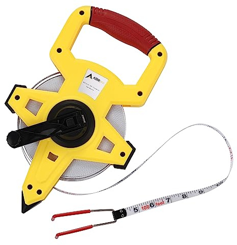 AdirPro 100 ft Fiberglass Measuring Tape | Appraiser's Tape Rule with Extra-Large Metal End Hook | Ideal for Surveyors, Appraisers & Landscapers