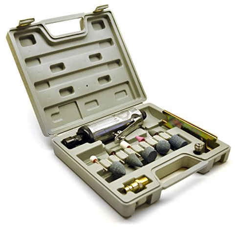 15pc 1/4 Straight Air Die Grinder Buffer and Stone/Accessory Kit TE352