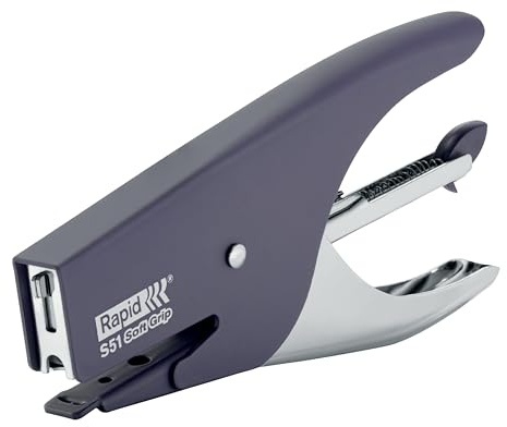 Rapid Supreme S51 Stapling Pliers, 15 Sheet Capacity, Uses No. 21 Staples, Soft Grip, Metal and Rubber, Purple, 10538741