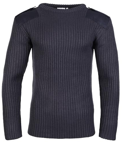 Fort Men's 120 Crew Neck Combat Jumper, Navy Blue, L UK