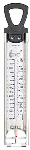 KitchenCraft Home Made Sugar Thermometer for Cooking Candy or Jam, Deep Frying and General Kitchen Use, Stainless Steel, 30.5 cm, White