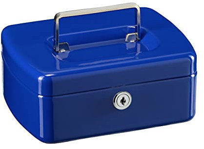 Burg-Wächter Geldkassette mit Hartgeldeinsatz, Messingstift-Zylinderschloss, Office 2167 BL, Blau