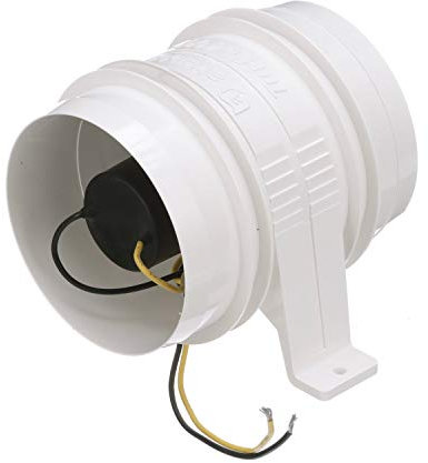 Attwood 1749-4 Turbo 4000 Series II In-Line Blower, For 4-Inch Interior Diameter Vent Hose, Water Resistant, 12-Volt