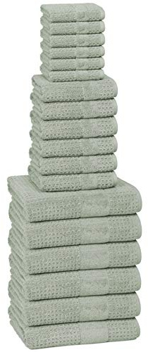 Kassatex Turkish Hammam Collection Towels, 18 Piece Set - Misty Sage
