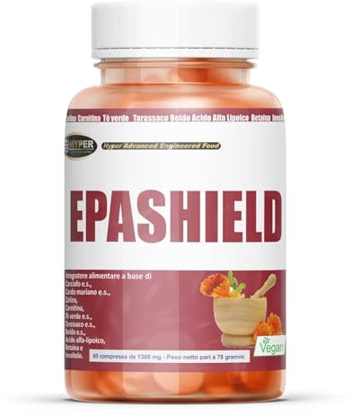 Hyper Depurativo Fegato Epashield - Detox Fegato con Cardo Mariano Tarassaco e Carciofo - Integratore Fegato Disintossicante Forte, Supporta Funzioni Epatiche e Digestive - 60 Compresse Made in Italy