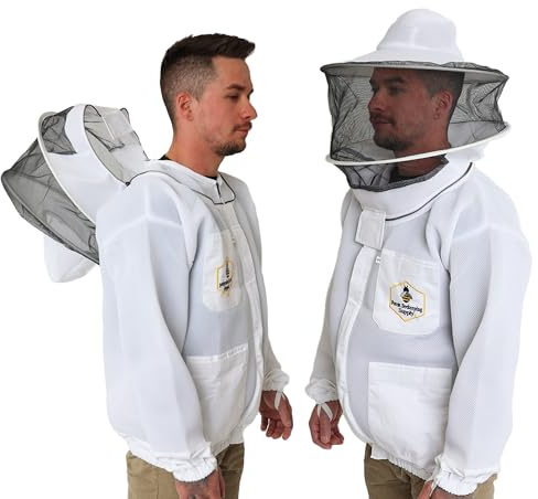Beekeeping Jacket with Round Veil, Ventilated Air Mesh Bee Jacket with YKK Brass Zippers (3XL)