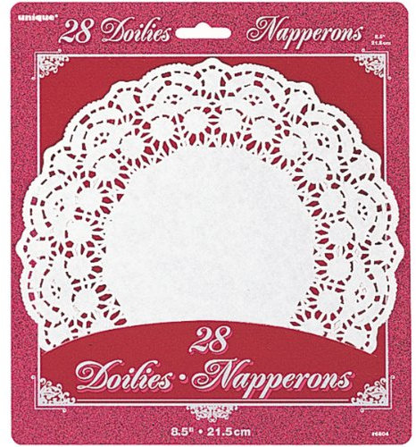 Elegant White Lace Round Doilies (20cm) 28 Count - Disposable Decorative Table Placemats, Perfect for Parties, Weddings & Home Decor