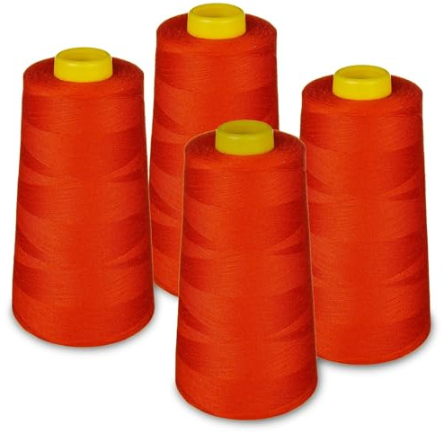 Lialina® Filo da Cucire Overlock 4 Bobine a Cono da 2700m 40S/2 100% Poliestere Colore Rosso Venere Cod. 114