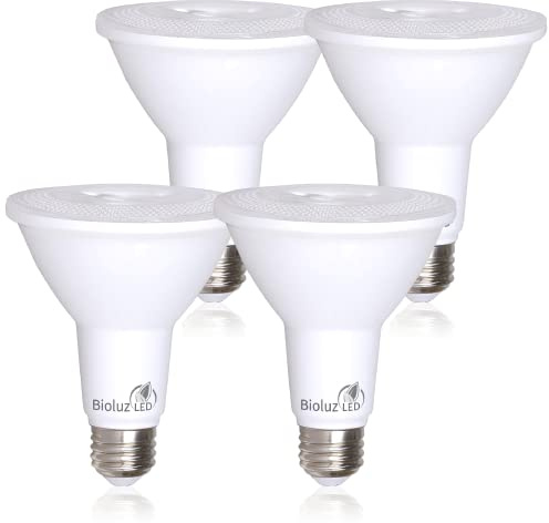 4 Pack Bioluz LED PAR30 LED Bulb, 12w Dimmable Flood Light Bulb, 100w Halogen Bulb Replacement, 850 Lumen 3000K Indoor/Outdoor UL Listed
