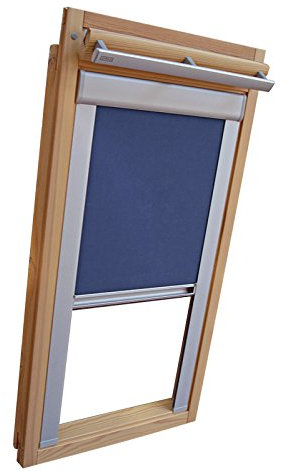 Hochwertiges Verdunkelungsrollo Rollo Thermo blau mit Seitenschienen für Velux DKL-EP GGL,GPL,GHL,GTL SK08 ALU // Verdunkelungsrollo/Verdunkelungs-Rollo/Fensterrollo