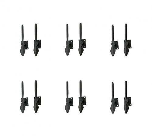 Renovators Supply Manufacturing Shutter Dogs 7 In. Black Spoon Shaped Wrought Iron Shutter Dogs With Mounting Hardware Pack Of 6