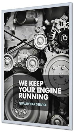 TOPARTIKEL: Klapprahmen 70 x 100 25mm | silber | Plakatrahmen Posterrahmen Wechselrahmen Alu Klapprahmen DIN 70 x 100 | auf Gehrung | UV-Folie | Schrauben + Dübel | für Büro, Geschäft, Kita, Schule