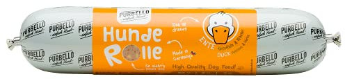 PURBELLO Hunde-Rolle Ente mit Kartoffel & Kräutern - Monoprotein Hundefutter mit hohem Fleischanteil - Nassfutter für Hunde - Hundewurst schnittfest & getreidefrei - 8 x 400 g