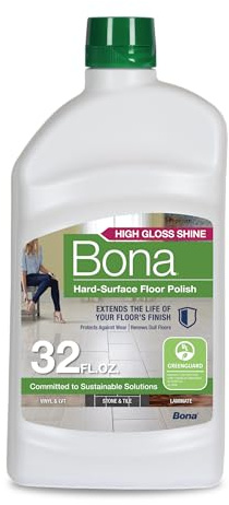 Bona Multi-Surface Floor Polish - 32 fl oz - High Gloss Shine - Protects and Renews Stone, Tile, Laminate, and Vinyl Flooring - Covers 500 sq ft
