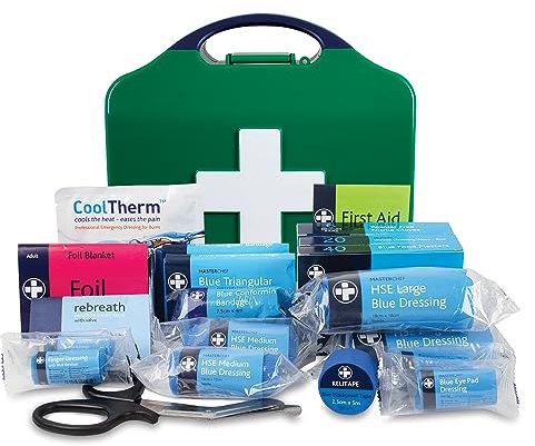 Reliance Medical HSE Compliant Small Catering First Aid Kit - Integral Aura Box for Up to 25 Employees, Ideal for Low-Risk Catering Environments, First Aid Kit With Bandage, Dressing, Foil