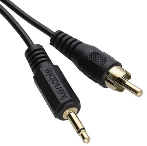 kenable 3,5 mm Mono Jackplugg till RCA Phono Plugg Kabel 3 m [3 meter/3m] Guld Svart Skärmad Koaxialkabel Bidirektionell Ljudkabel