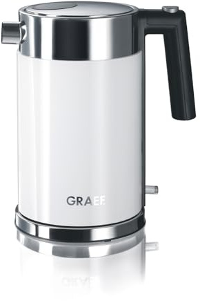 GRAEF Edelstahl Wasserkocher WK61 Weiß mit 1,5 Liter Füllmenge, abnehmbarem Kalkfilter, 360° Zentralkontakt und doppelwandigem Gehäuse