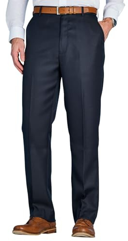Mens Quality Formal Smart Casual Work Trousers Home/Office (Navy) (36W 27L)