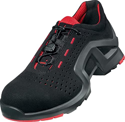 Uvex 1 x-tended Support Halbschuh, Sicherheitsschuhe S1 SRC, Arbeitsschuhe für Damen & Herren, Schwarz/Rot, Größe 41