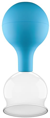 Pulox Schröpfglas aus Echtglas mit Saugball in Blau, 52mm - Medizinische Profi-Schröpfgläser