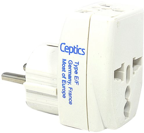 Ceptics GP3-9 3 Outlet Travel Adapter Plug Type E/F Schucko for Germany, France